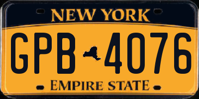 NY license plate GPB4076