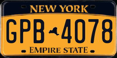 NY license plate GPB4078