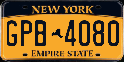 NY license plate GPB4080