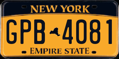 NY license plate GPB4081