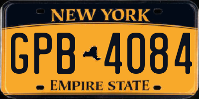 NY license plate GPB4084