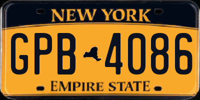 NY license plate GPB4086