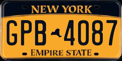 NY license plate GPB4087