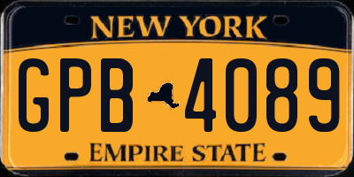 NY license plate GPB4089