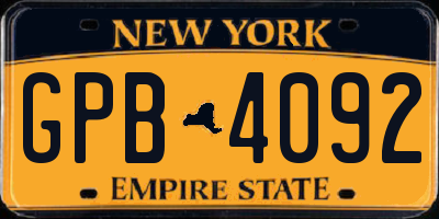 NY license plate GPB4092