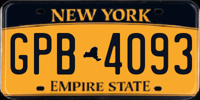 NY license plate GPB4093