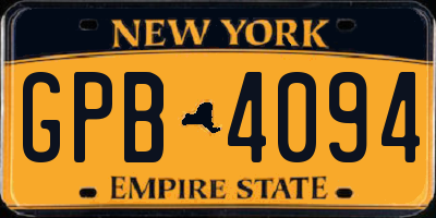 NY license plate GPB4094