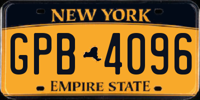 NY license plate GPB4096