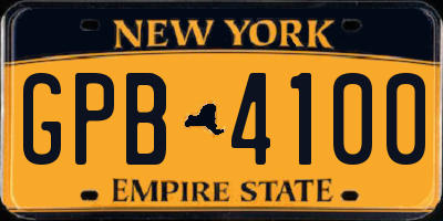 NY license plate GPB4100