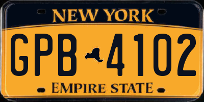 NY license plate GPB4102
