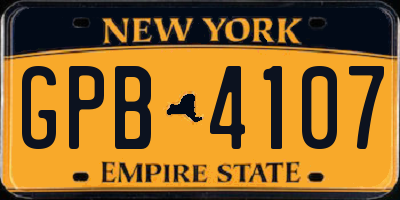 NY license plate GPB4107