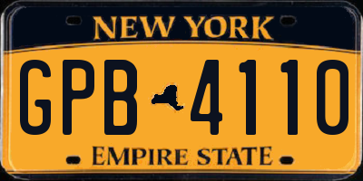 NY license plate GPB4110