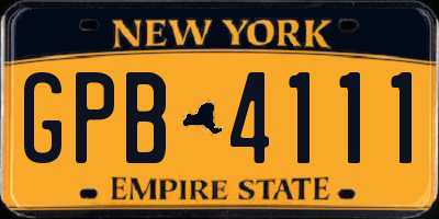 NY license plate GPB4111