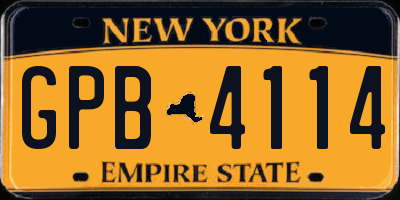NY license plate GPB4114