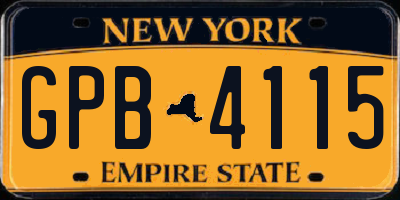 NY license plate GPB4115