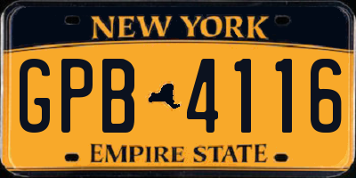 NY license plate GPB4116