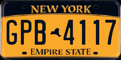 NY license plate GPB4117