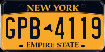 NY license plate GPB4119