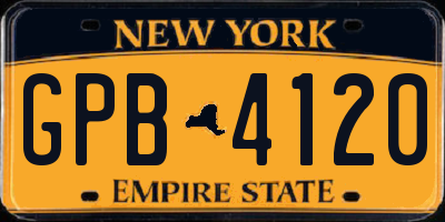 NY license plate GPB4120
