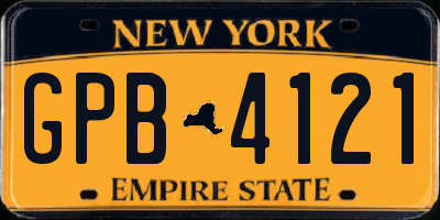 NY license plate GPB4121