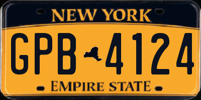 NY license plate GPB4124