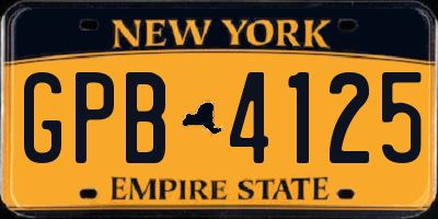 NY license plate GPB4125