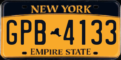 NY license plate GPB4133