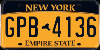 NY license plate GPB4136