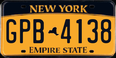 NY license plate GPB4138