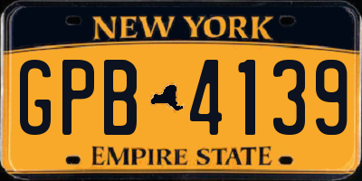 NY license plate GPB4139