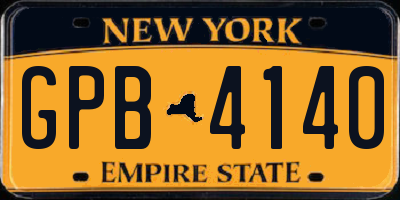 NY license plate GPB4140