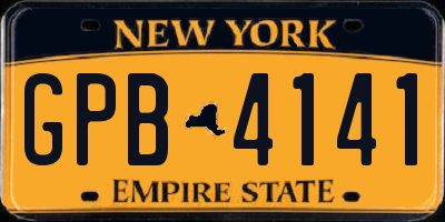 NY license plate GPB4141