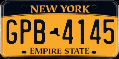 NY license plate GPB4145