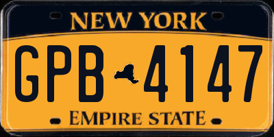 NY license plate GPB4147