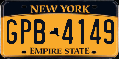 NY license plate GPB4149