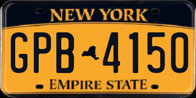 NY license plate GPB4150
