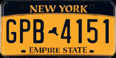 NY license plate GPB4151