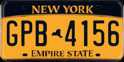 NY license plate GPB4156