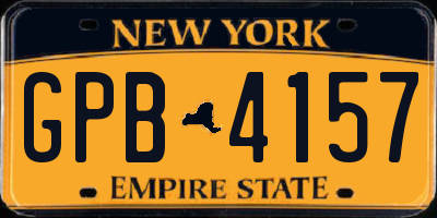 NY license plate GPB4157