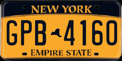 NY license plate GPB4160