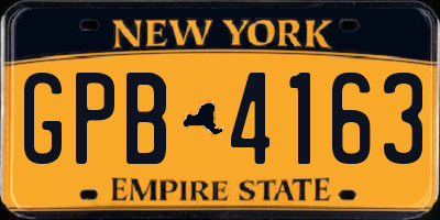NY license plate GPB4163