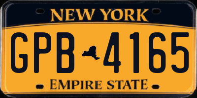 NY license plate GPB4165