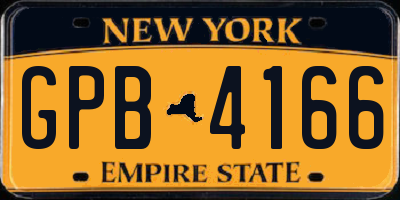 NY license plate GPB4166