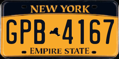 NY license plate GPB4167