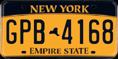NY license plate GPB4168
