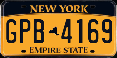 NY license plate GPB4169