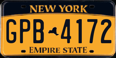 NY license plate GPB4172
