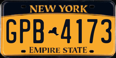 NY license plate GPB4173