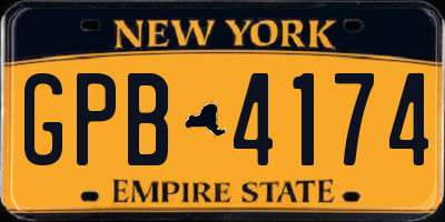 NY license plate GPB4174