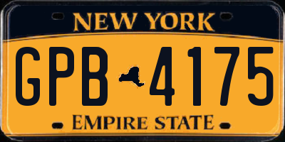 NY license plate GPB4175